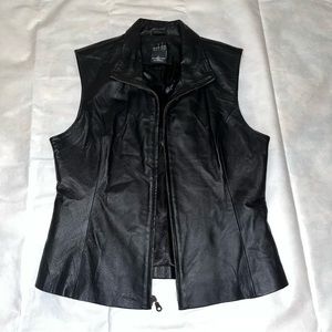 Black genuine leather Mark Alan sleeveless vest size large